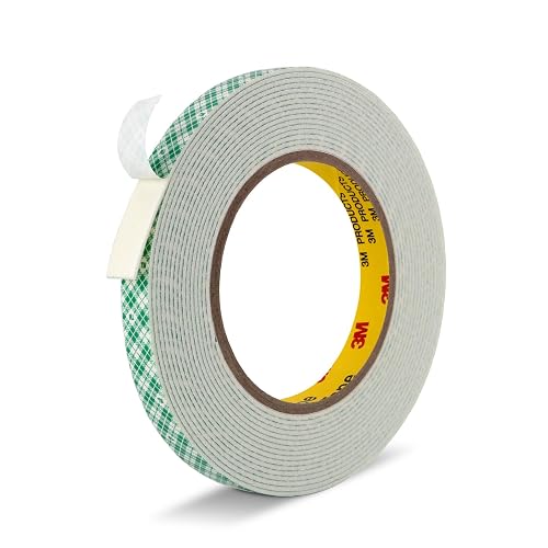 3M Double Sided Tape, 1/2" x 18Ft Foam Tape, 4032, Off White | High Shear Strength, Adhesive Strips, High Temperature Resistance, for Interior Exterior, Applications, Home Office Deco