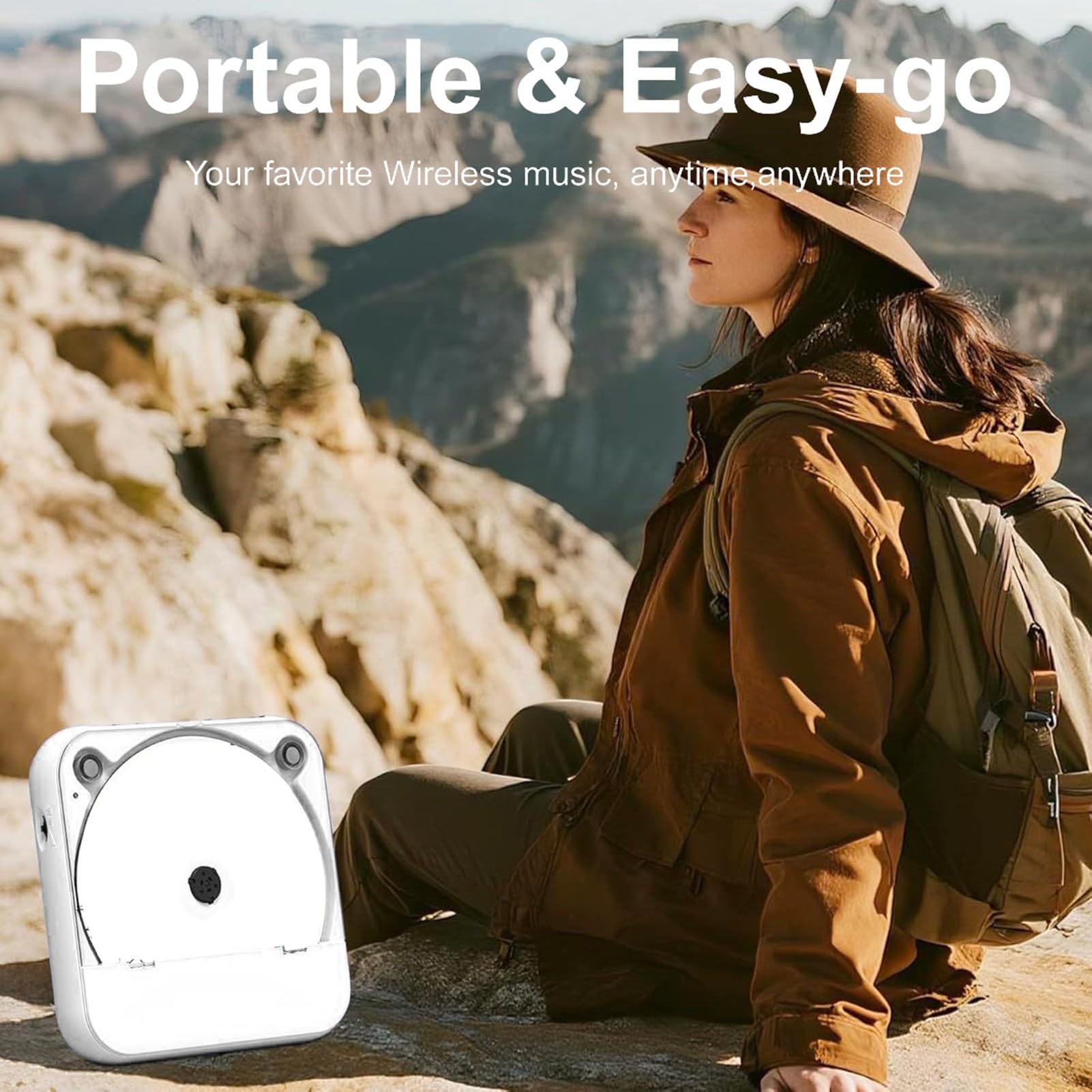 Bewinner Lettore CD Portatile Bluetooth con Audio HiFi, Radio FM, Ingresso AUX da 3,5 Mm, Batteria Ricaricabile da 2000 MAh, Lettore Musicale Compatto Anti-salto per Viaggi in Auto, Uso