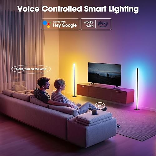 Miniatura 3 de Lámpara de pie, lámpara LED RGBICW compatible con Alexa y Google Assistant, luz de esquina desmontable de 4 segmentos de 60 pulgadas con base