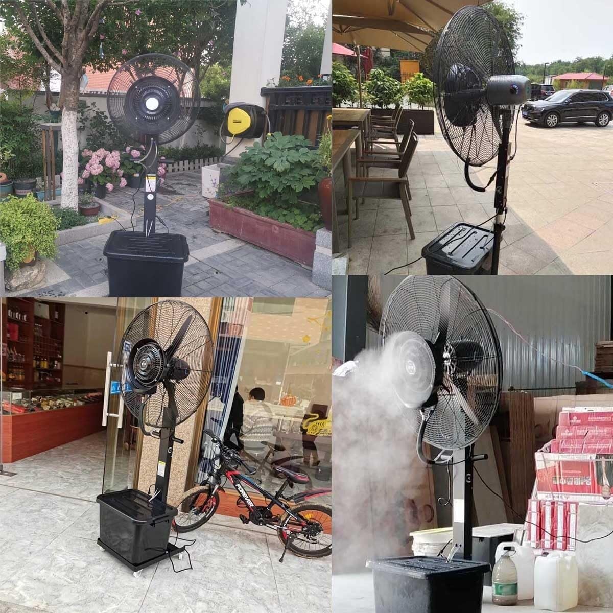 Ventilador nebulizador con oscilación de 3 velocidades y tanque de 11 galones para gimnasio, garaje y patio, solución de refrigeración eficiente para espacios interiores y exteriores