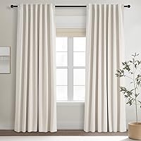 Vista 55 de Topfinel Cortinas Opacas y Cortinajes Marfil Crema de 84 Pulgadas de Largo, Beige con Pliegues Pinzados Completamente Opacas de Lino Natural