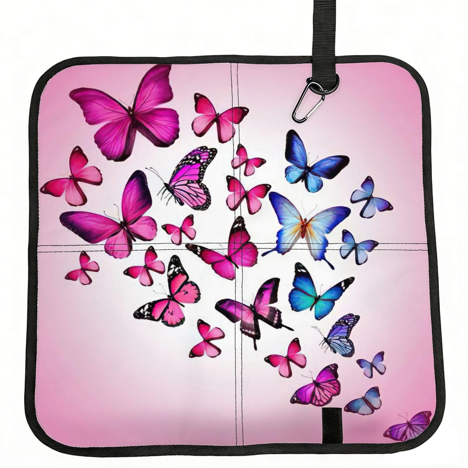 bghdfa Pink Butterflies Print Outdoor Sitting Mat Waterproof Oxford Cloth Seat Cushion Folding Foam Camping Seat For Picnic
