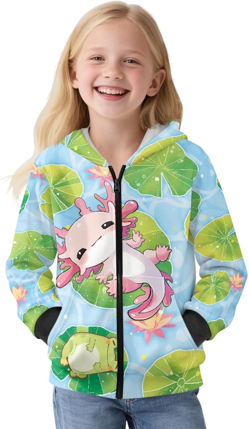 Gomyblomy Kids Girls Full Zip Hoodie Sweatshirt Jacket with Pocket Teens Fleece Lined Hoodies Long Sleeve Warm Coat Tops