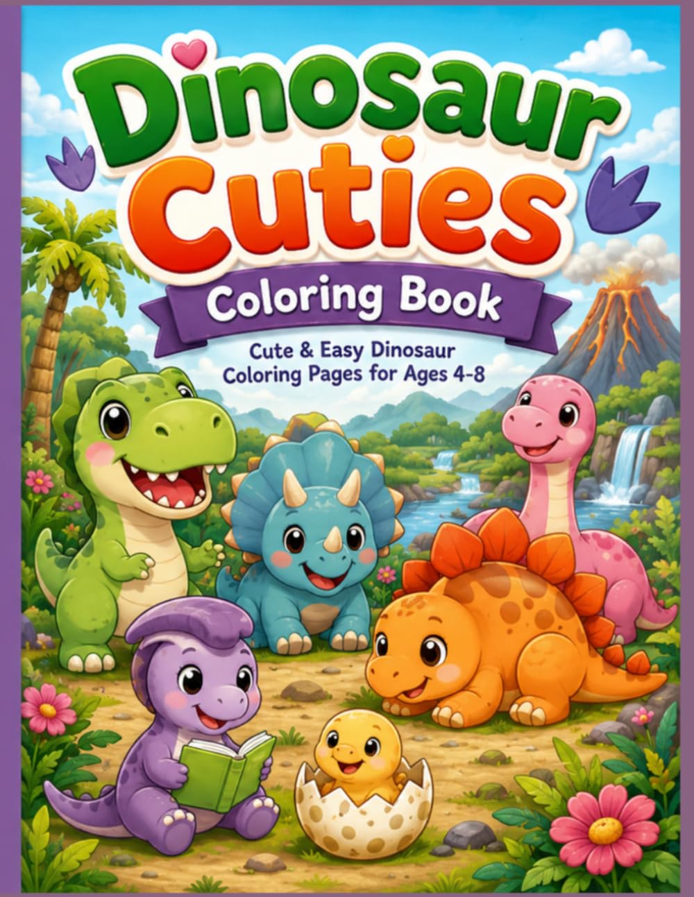 Dinosaur Cuties Coloring Book: Cute & Easy Dinosaur Coloring Pages for Ages 4-8
