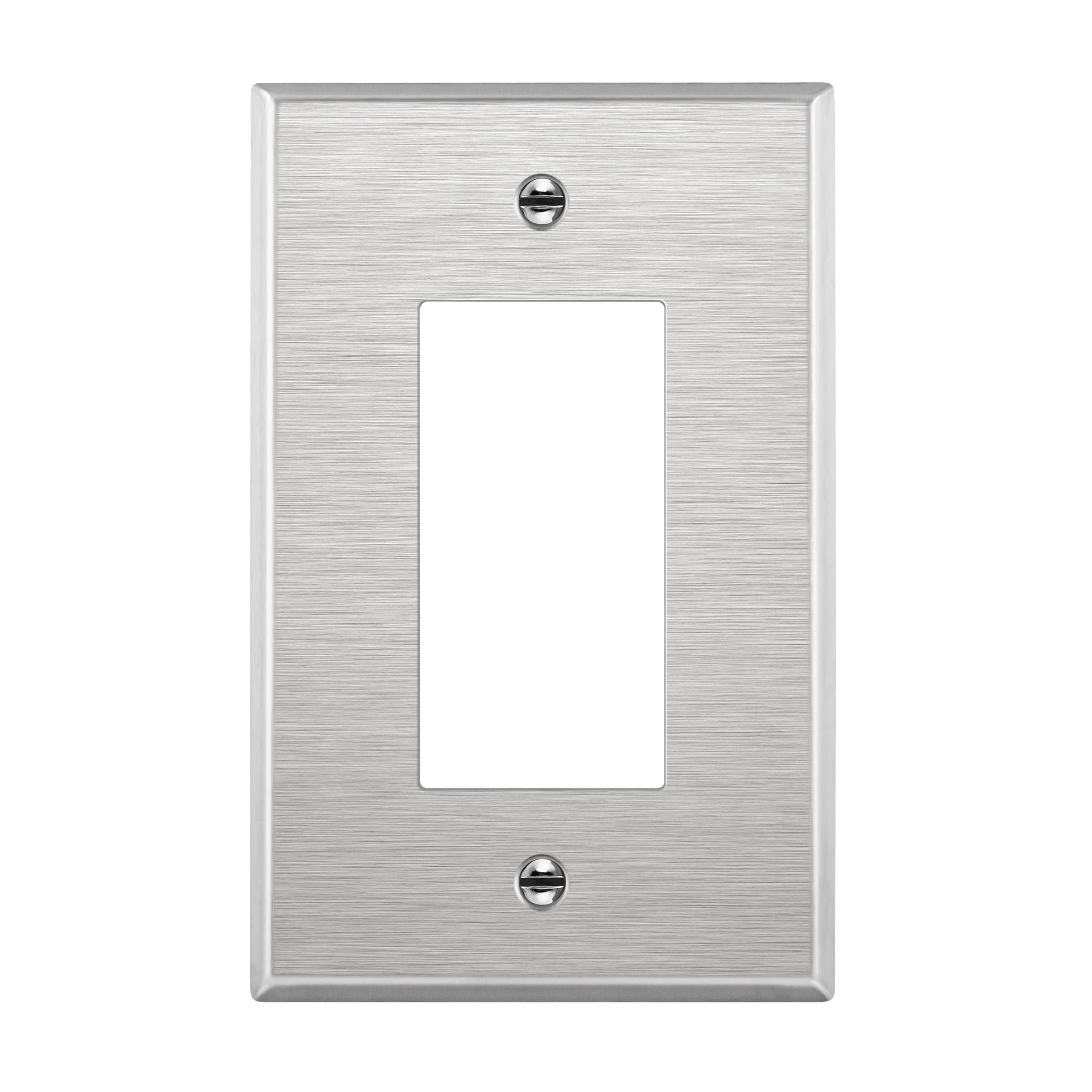 ENERLITES Decorator Switch or Outlet Metal Wall Plate, 430 Stainless Steel, Corrosion Resistant, Mid-Size 1-Gang 4.88" x 3.11", UL Listed, 7731M,
