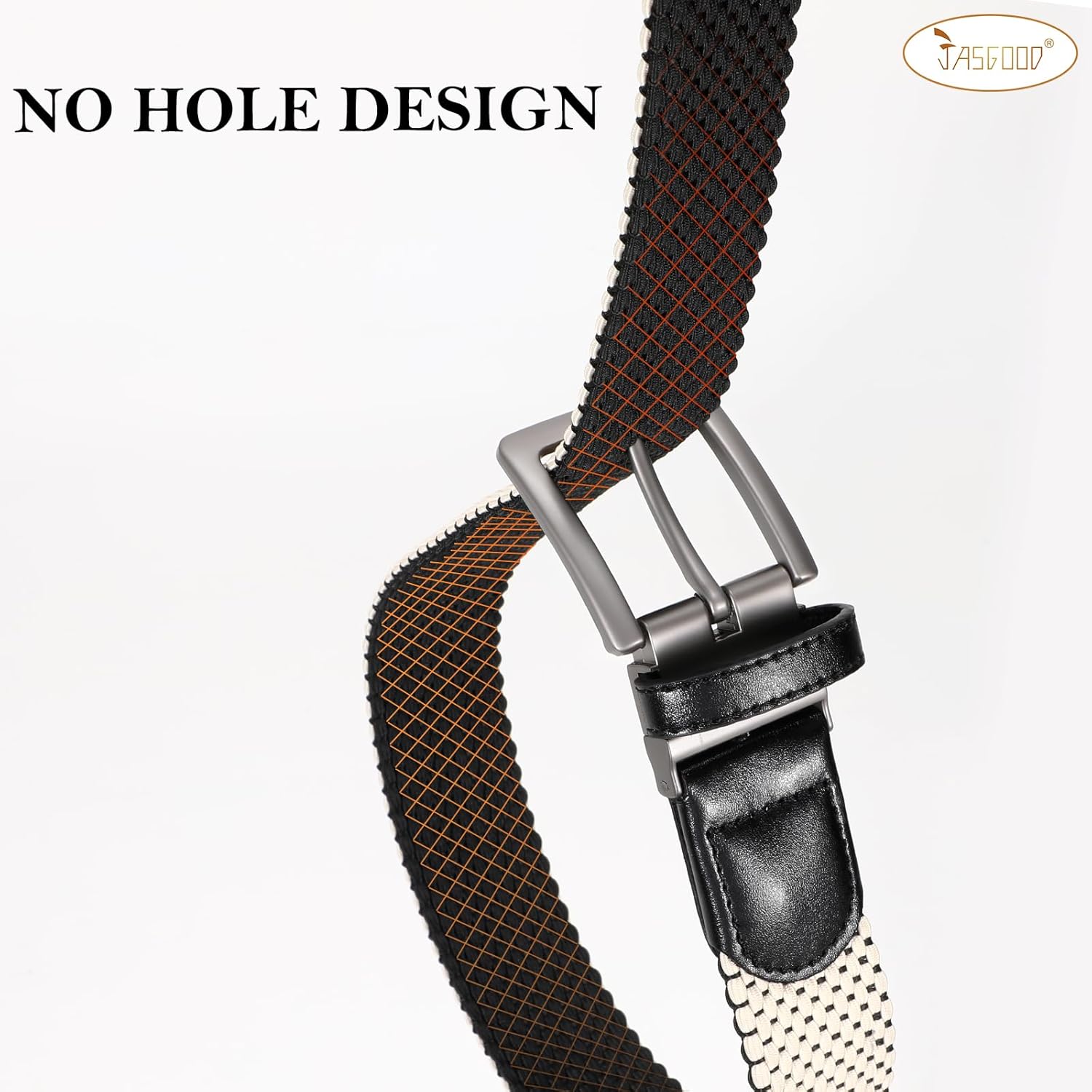 JASGOOD Stretch Braided Belt Men,Mens Golf Woven Web Belt Reversible for Casual Jeans Pants - Image 5