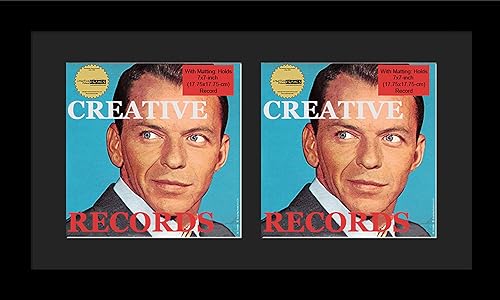 Creative Picture Frames Marco de grabación de doble cubierta de 7 x 7 pulgadas que muestra dos fundas individuales de vinilo de 45 rpm con paspartú