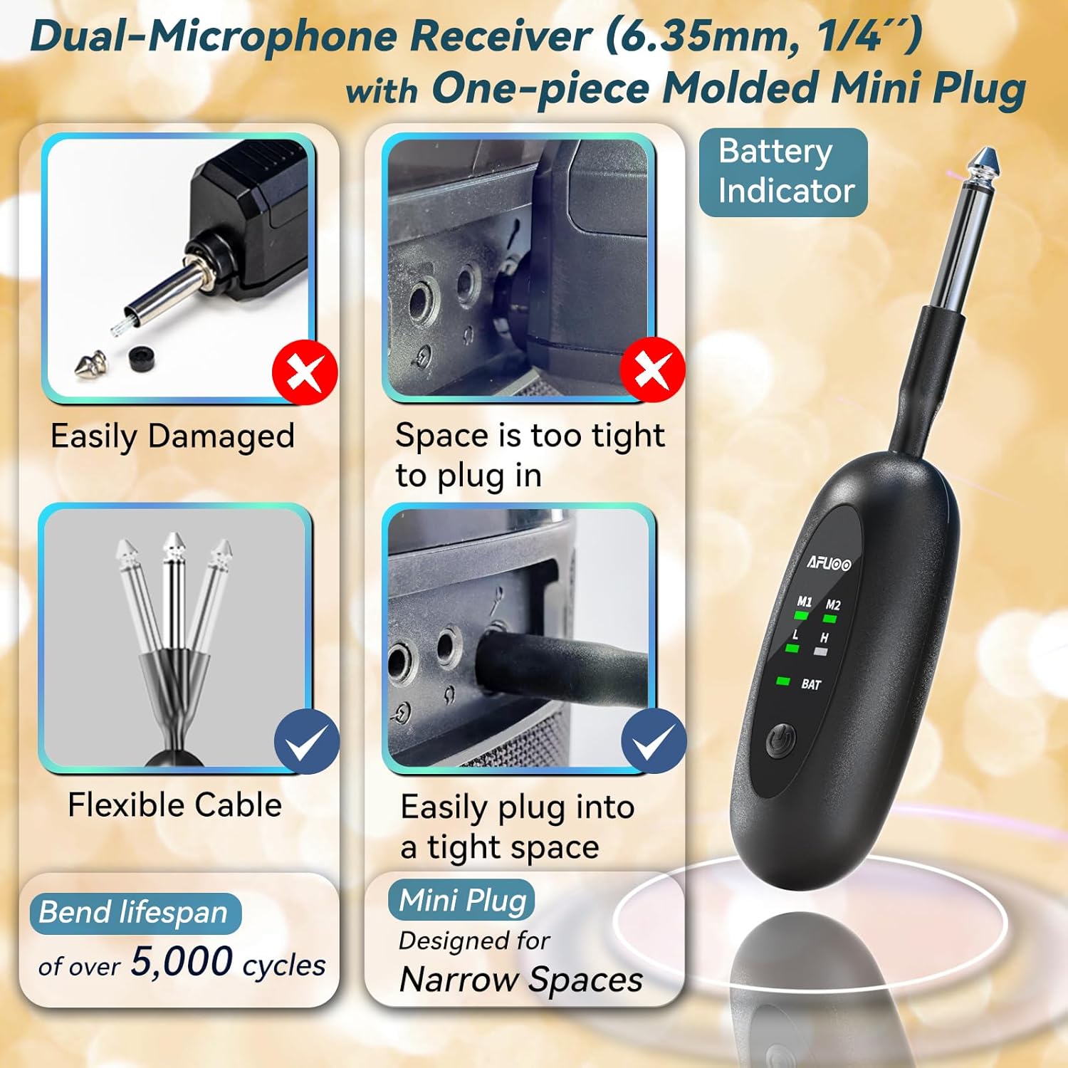 Wireless Microphone Set for Singing, Karaoke & Events, Dual-Mic Receiver, Storage Case Included, Handheld Metal Cordless Mic 2 Pack for Karaoke Machines, PA Systems, Amplifier, Gray