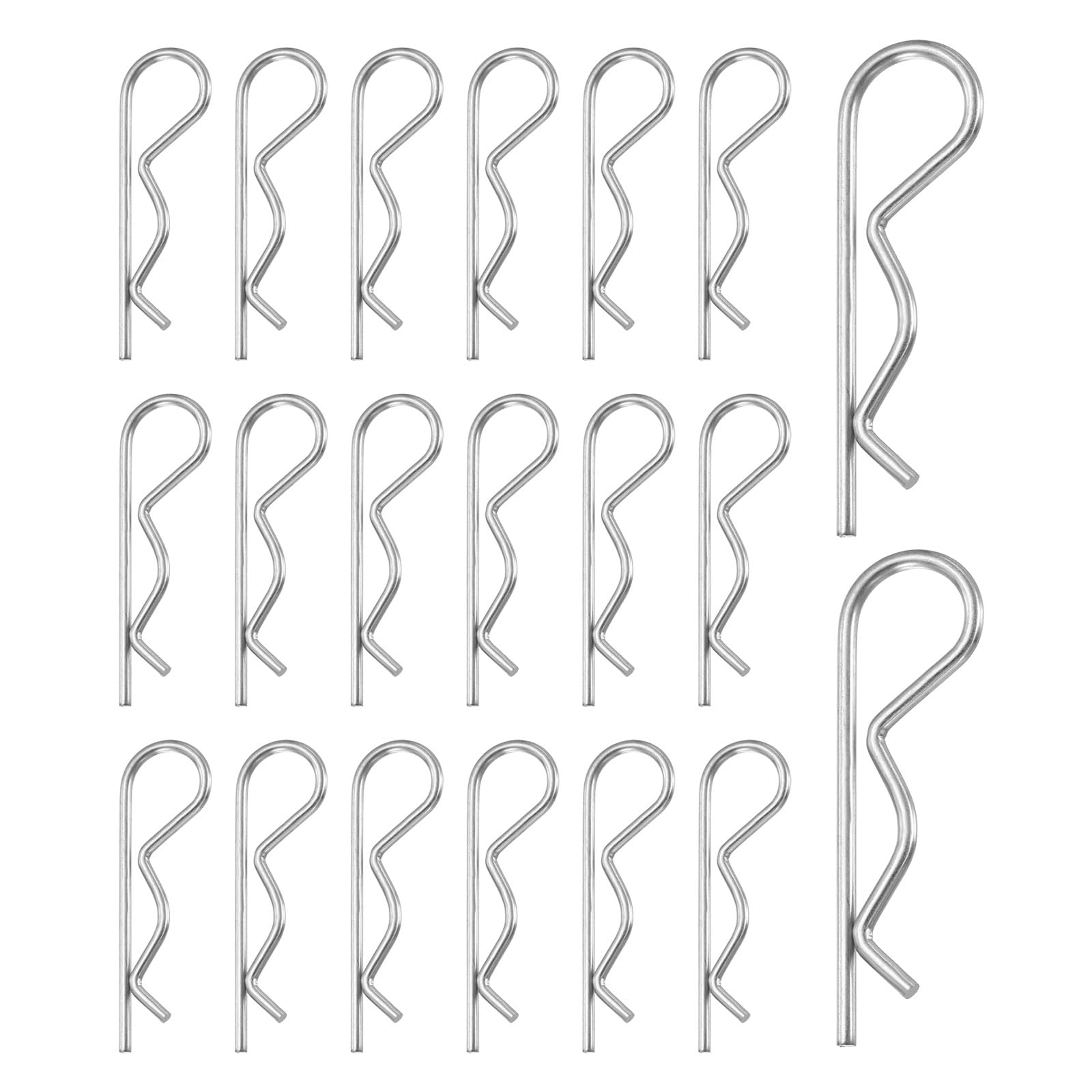 sourcing map 20pcs Hitch Pins Clips M2x50mm Cotter Pins Stainless Steel R Clips Spring Retaining for Trailer Locking Mowers Trucks RVs Machinery Heavy Duty Pin Locking Systems, Silver