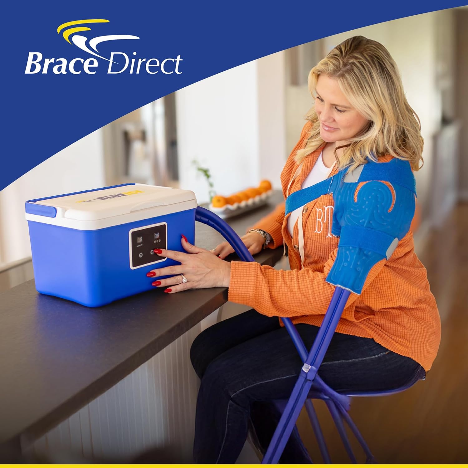 Brace Direct BlueIce Cold Therapy Machine – Cryotherapy for Pain Relief – Ice Machine for Knee After Surgery, Back, Shoulder, Hip, and Ankle – Cold Compression for Arthritis and Post-Surgery Relief