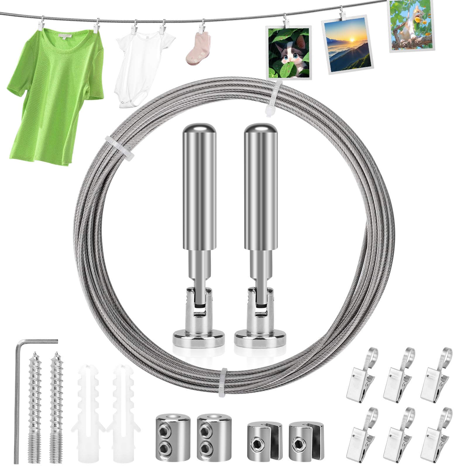 5m Edelstahl Seilspanner Seilspanngarnitur Gardinenseil Vorhang Set Drahtseil De
