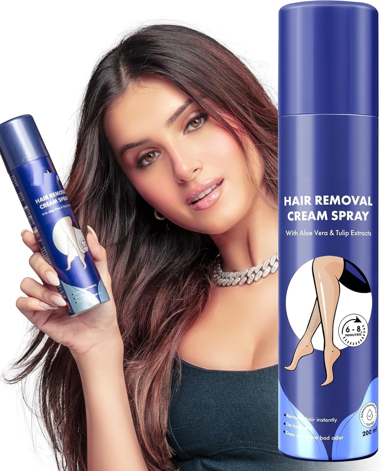 Crema spray depilatoria per donne (200 ml) | Spray per la depilazione del corpo indolore per gambe, mani, ascelle e schiena (200 ml)