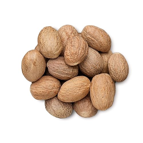 Miniatura 3 de Nuez moscada entera, 1 libra  Especias aromáticas, puras, veganas, a granel. Sabor cálido, a nuez. Rico en antioxidantes, aceites esenciales.