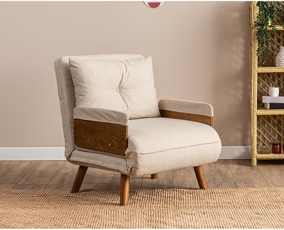 Pafu Cosmo Single Folding Bed Sofa - Linen Cream