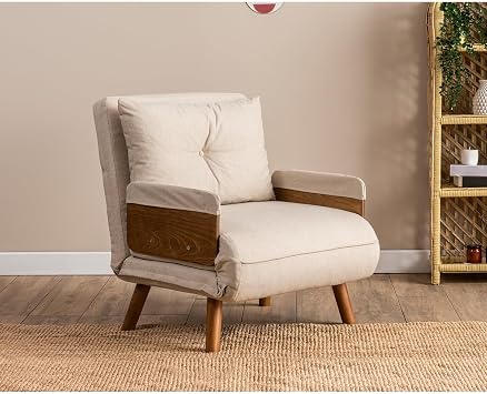 Pafu Cosmo Single Folding Bed Sofa - Linen Cream