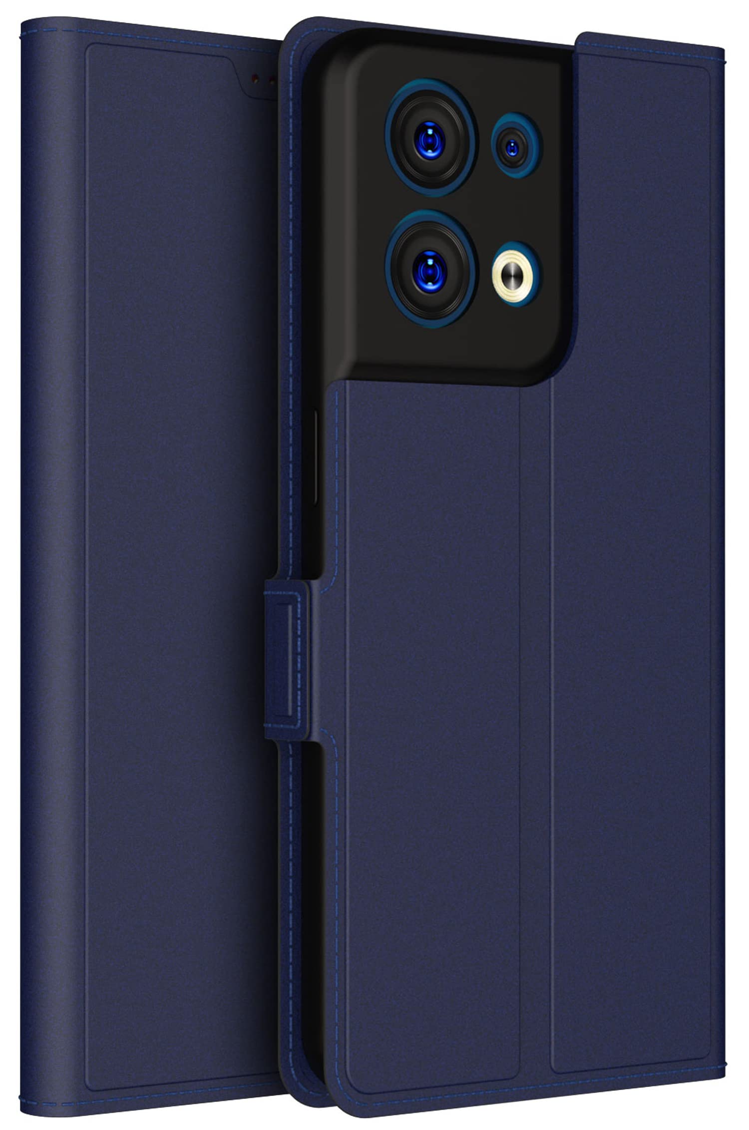 KAPA Noble Slim Magnetic Leather Flip Case Cover for Oppo Reno 8 (5G),Card Holder Stand Leather Flip Wallet Case (Blue)