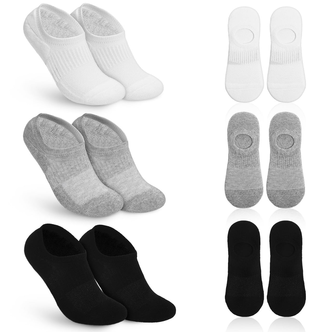 COLLBATH 6 Paia Calzini Invisibili Unisex in Cotone Calzini Corti alla Caviglia per Uomo e Donna Cuciture Rinforzate Comfort Traspirante per Uso Quotidiano e Sportivo Taglia l 39-43