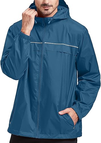 SWISSWELL Chaqueta impermeable para hombre, rompevientos, ligera con capucha para uso diario casual