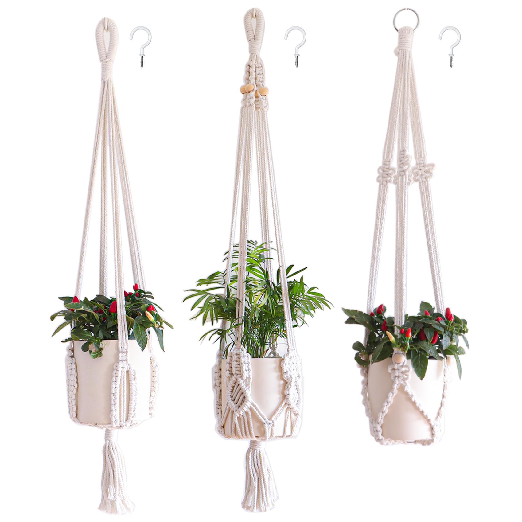 Amazon.com: TENEWEE 3 Pack Macrame Plant Hangers Handmade Woven Boho  Hanging Planters for Indoor Plants Window Balcony Home Decor : Patio, Lawn  & Garden