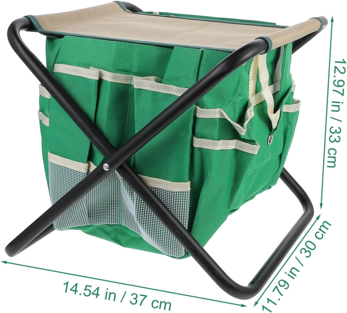 Mipcase 1Set Multifunctional Portable Gardening Stool with Tool Bag Folding Outdoor Camping Stool for Planting and Gardening Space Saving Design Durable and Lightweight
