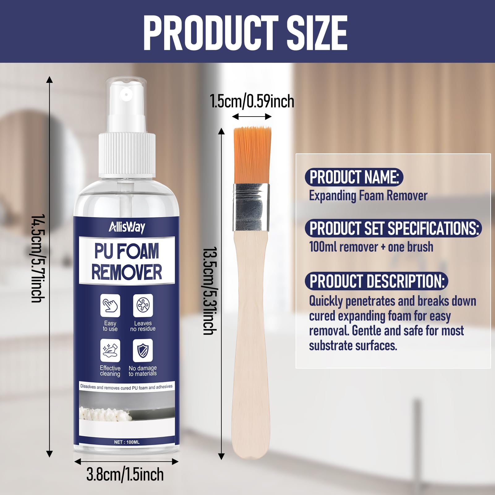 Poliuretano Espanso Schiuma, Pulitore Schiuma Poliuretanica, Solvente per Schiuma Poliuretanica Rimuove Poliuretano Espanso Superfici di Vari Oggetti, 100ml