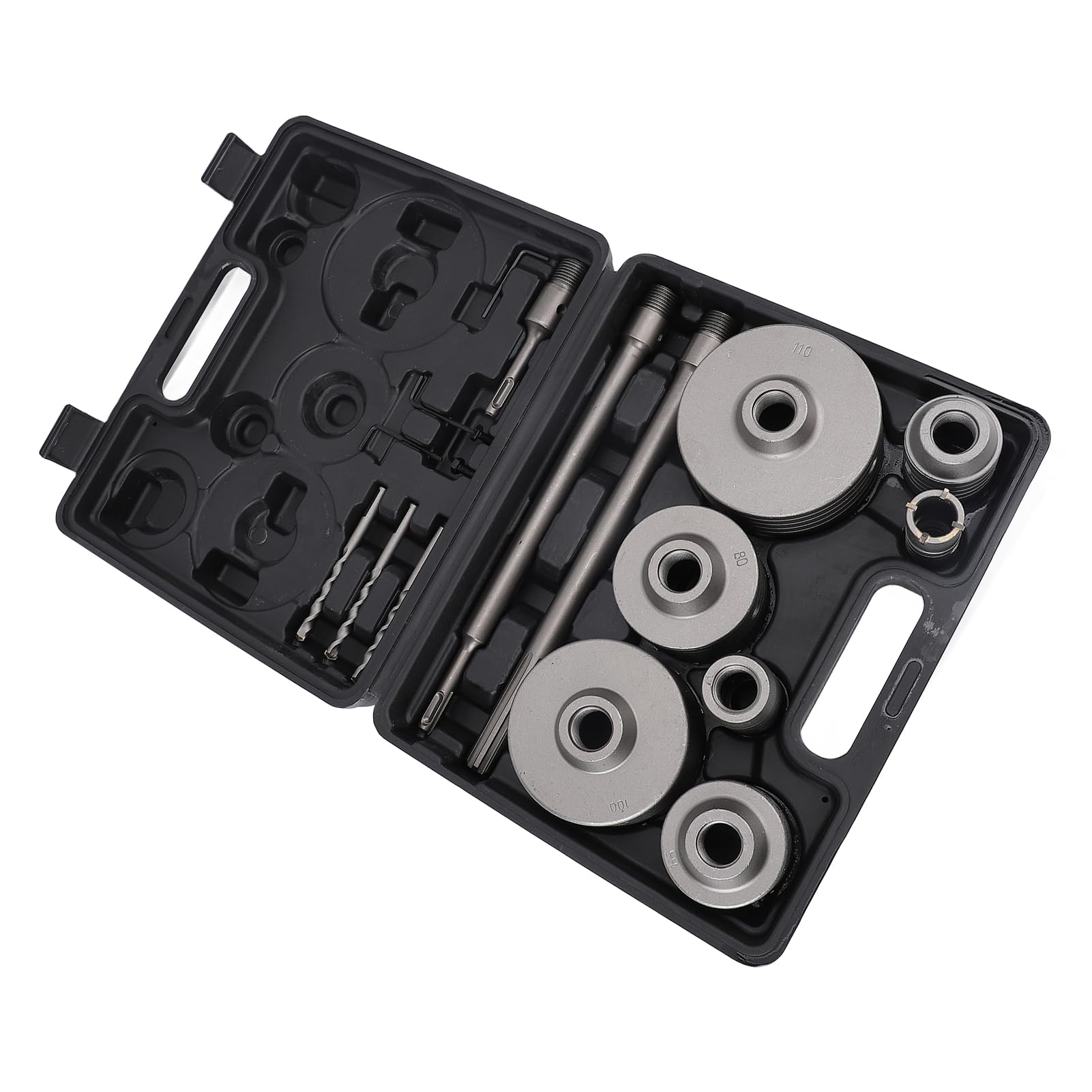 Naroote Kit de Sierra Perforadora para Hormigón con Diseño Robusto, Uso en Múltiples Materiales, Adecuado para HVAC y Fontanería, 30 Mm a 110 Mm, 7 Piezas