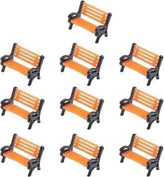 10Pcs Model Train HO N O Scale 1150 Bench Chair Model Settee Street Park Layout Plastic Crafts,Garden/Railway Layout
