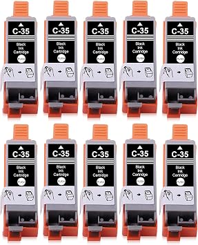 PGI-35 PGI35 Ink Cartridges Compatible Replacements for Canon 35 Ink Cartridge Black Value Pack for Canon TR150 TR152 TR160 iP110 iP100 Printers PGI-35 BK Ink, 10 Black Only