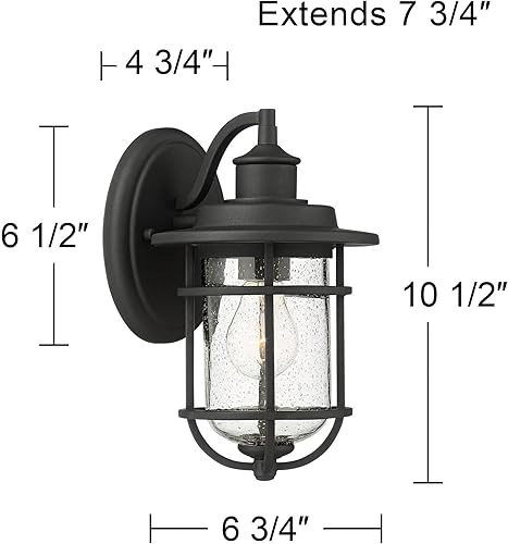 Miniatura 9 de John Timberland Markham - Juego de 2 lámparas de pared modernas para exteriores, color negro texturizado, 10 1/2 pulgadas, farol transparente de