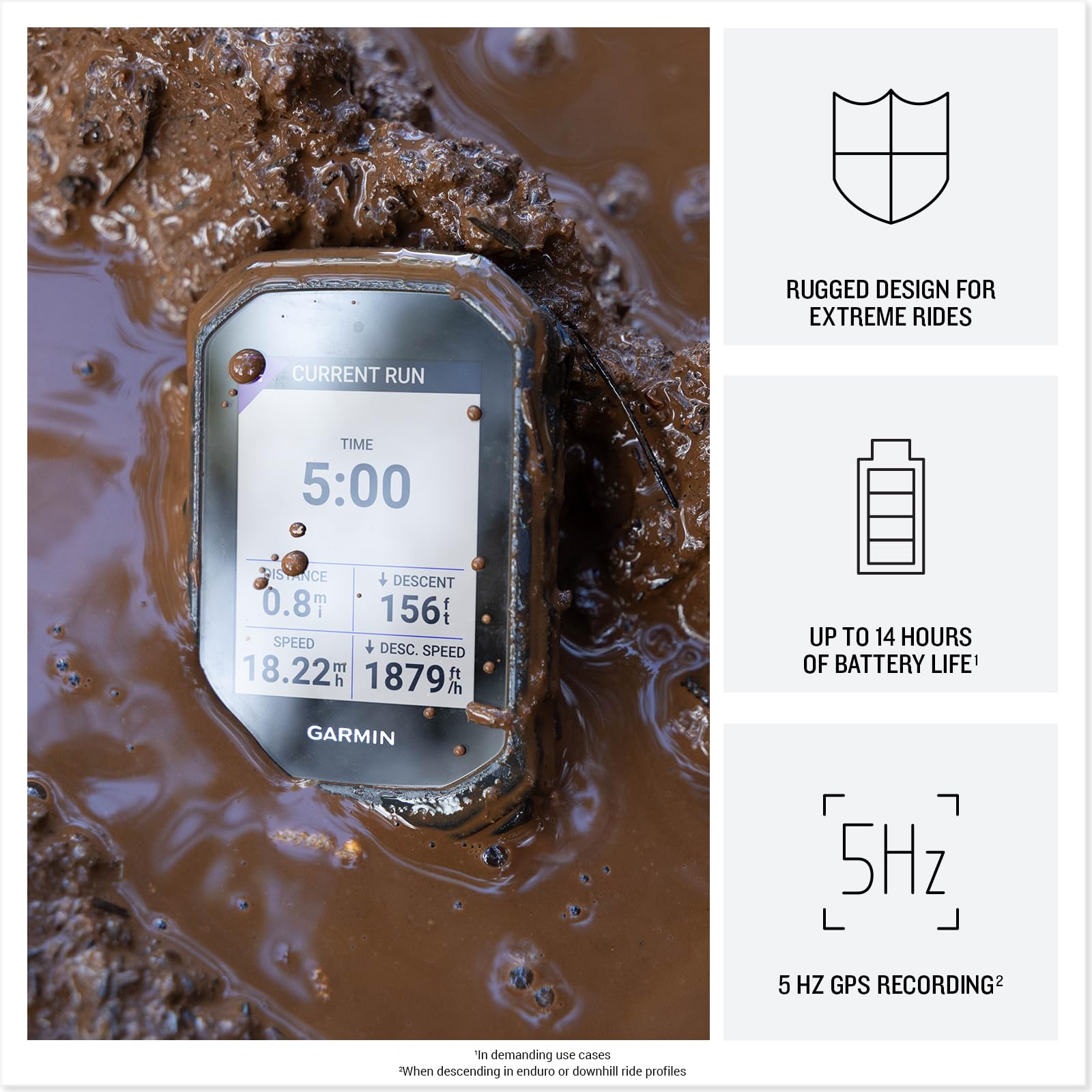 Garmin® Edge® MTB, robusto computer GPS per bicicletta con mappe dei sentieri precaricate a colori e tracciamento avanzato delle prestazioni per mountain bike