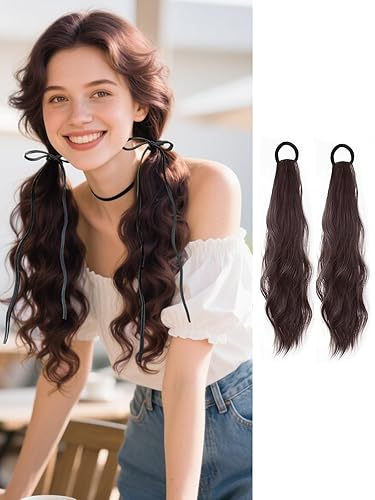 2PCS Curly Ponytail Extension with Elastic Tie 17 Inch Natural