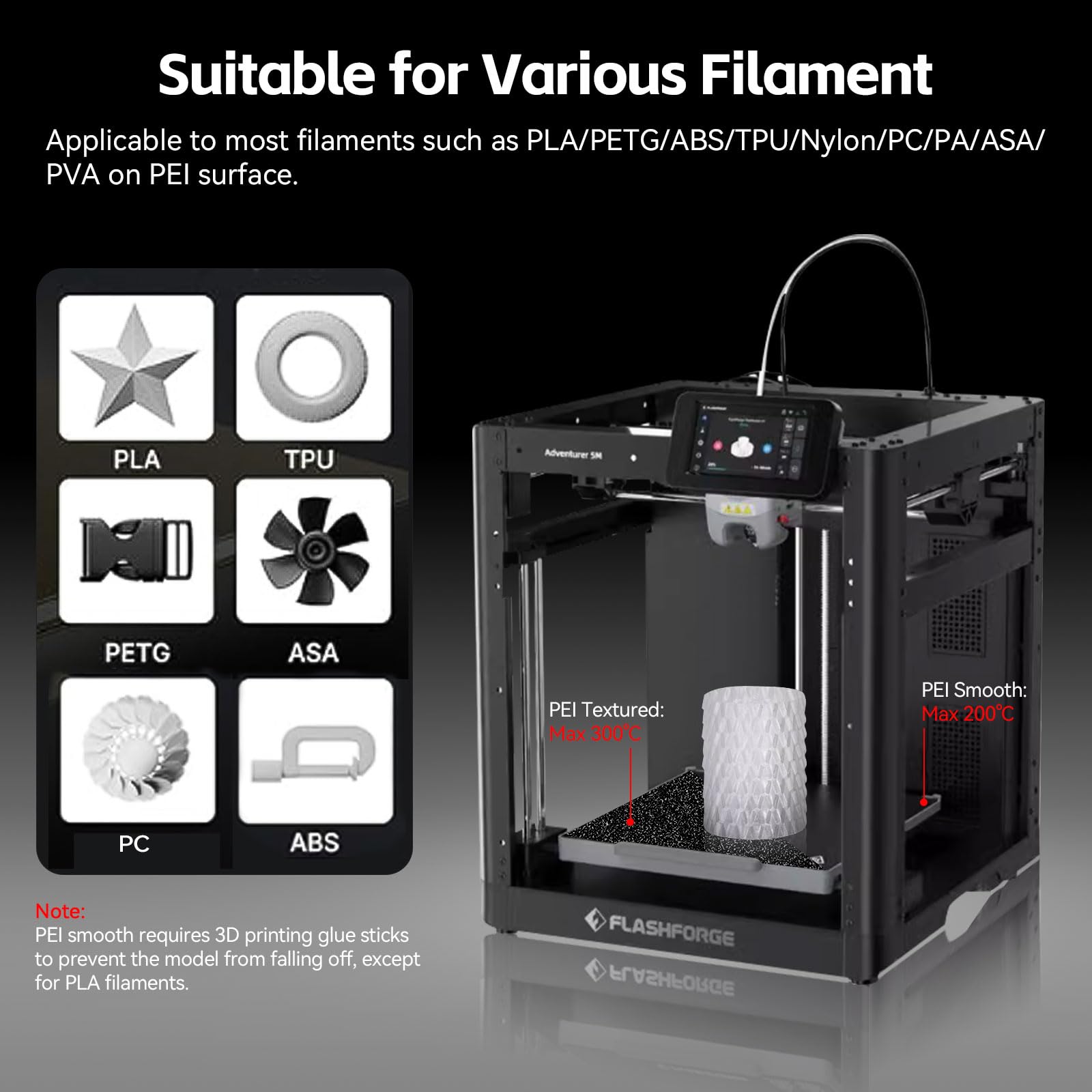 Płyta robocza PEI 235 mm do Flashforge Adventurer 5M / AD5X, Dwustronna Gładka/Teksturowana Folia PEI Elastyczna Compatible with Flashforge Adventurer 5M /5M Pro /AD5X Drukarki 3D