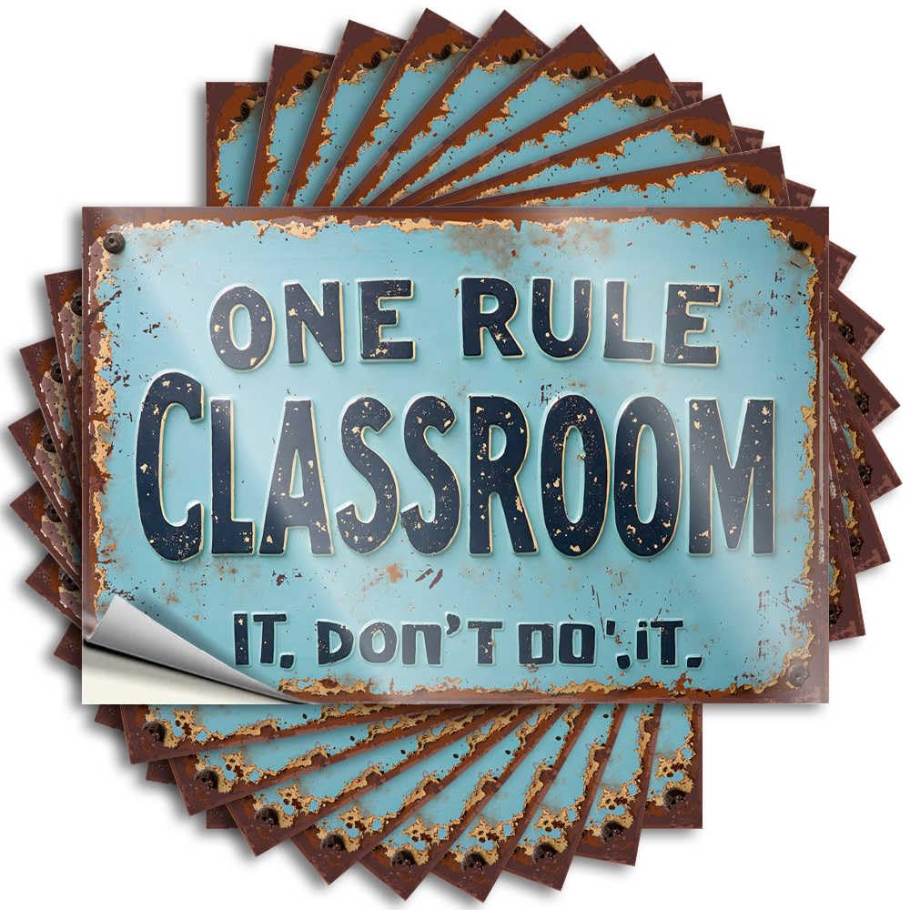 Lettering Sticker Bar Accessories Man Cave Easy Apply | Rustic Classroom Sign: One Rule - Don't Do It! New Case Peel and Stick(12X18CM)