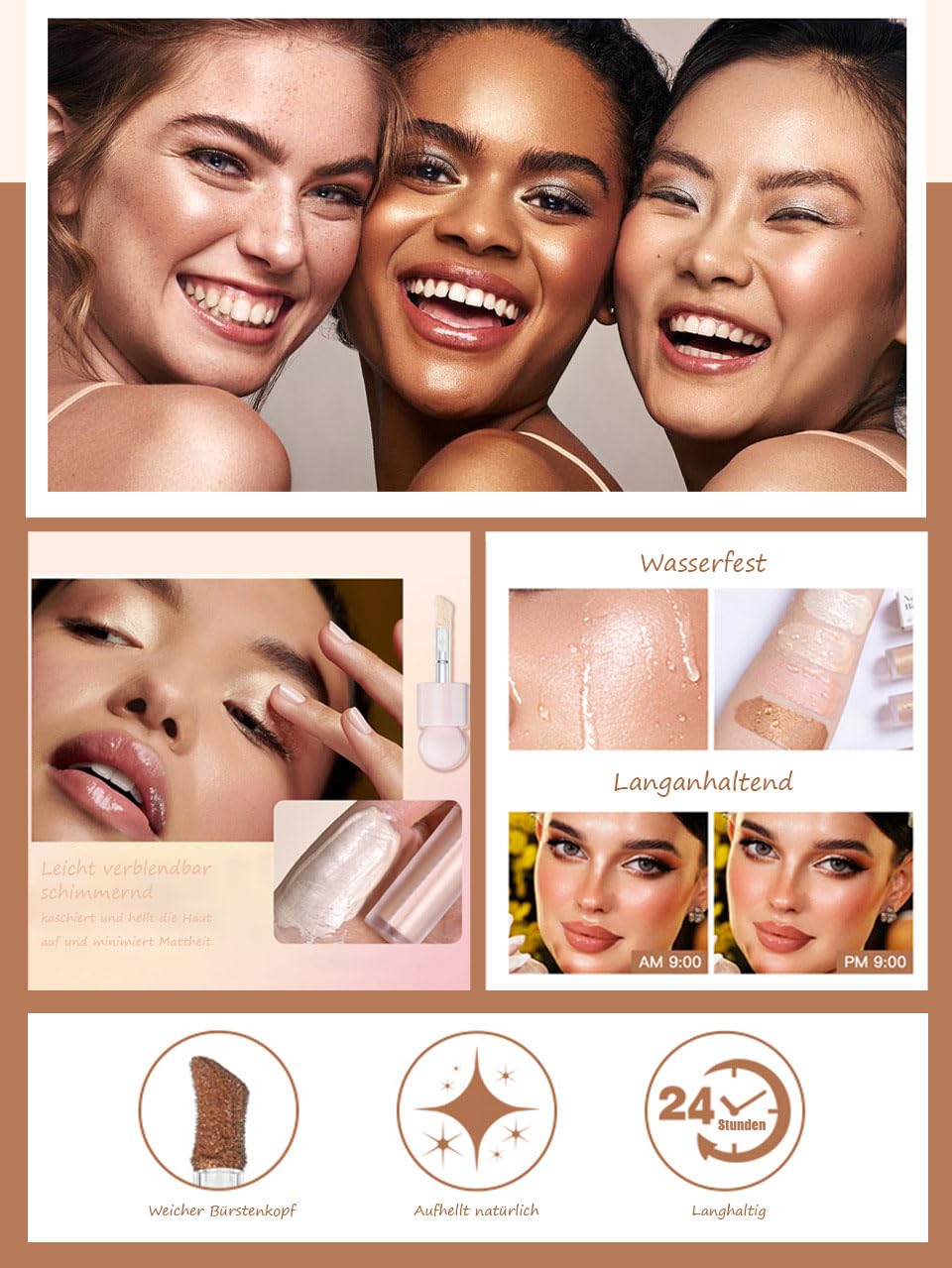 Rare Beauty Positive Light Dewy Highlighter, Face Highlighter Bronzer Makeup Stick für Gesicht und Körper (Enchant)