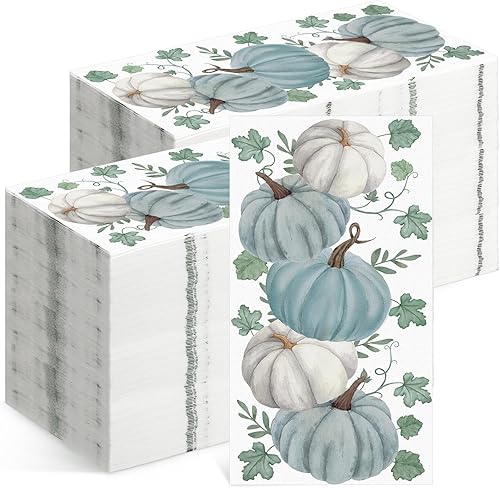 Miniatura 8 de Geyoga 200 servilletas navideñas para invitados de 2 capas con temática navideña, toallas de mano desechables con copos de nieve, servilletas de