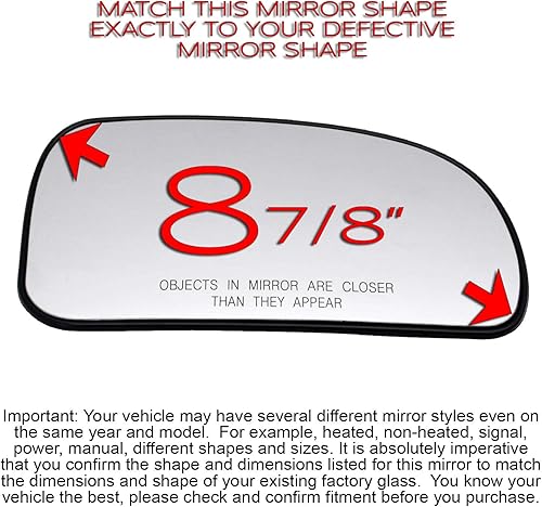 Miniatura 2 de Conjunto de vidrio para espejo lateral del pasajero con placa trasera de plástico (no calentada) compatible con Chevy Trailblazer, GMC Envoy, Buick