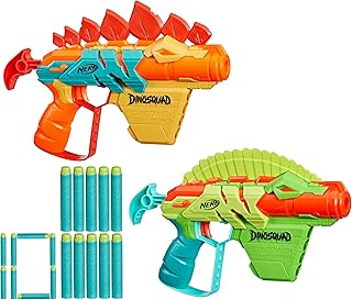 Nerf DinoSquad Stego-Duo, 2 Blasters, 10 Nerf Elite 2.0 Darts, 2 Stegosaurus Dinosaur Designs, Toy Foam Nerf Blasters for Kids Outdoor Games