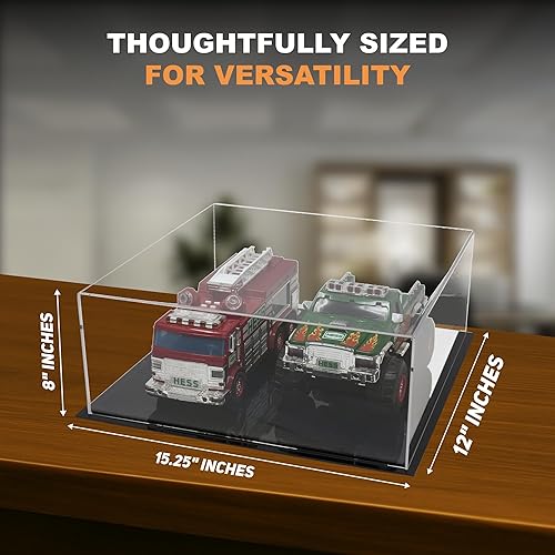 Vista 221 de Better Display Cases Versátil vitrina de acrílico transparente - Caja rectangular grande con base blanca 18" x 12" x 3" (BK09)