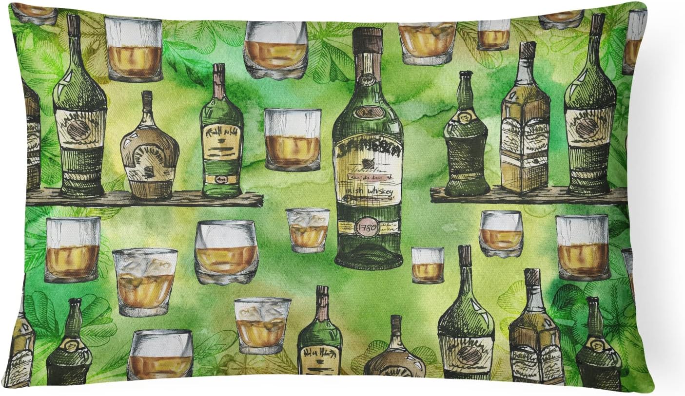 Caroline's Treasures BB5757PW1216 Irish Whiskey Canvas Fabric Decorative Pillow 100% Machine Washable Pillow, Indoor or Outdoor Decorative Throw Pillow for Couch, Bed or Patio