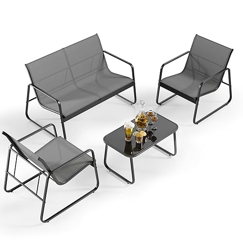 Gizoon 4 Piece Patio Furniture Set, Outdoor Conversation Set, with