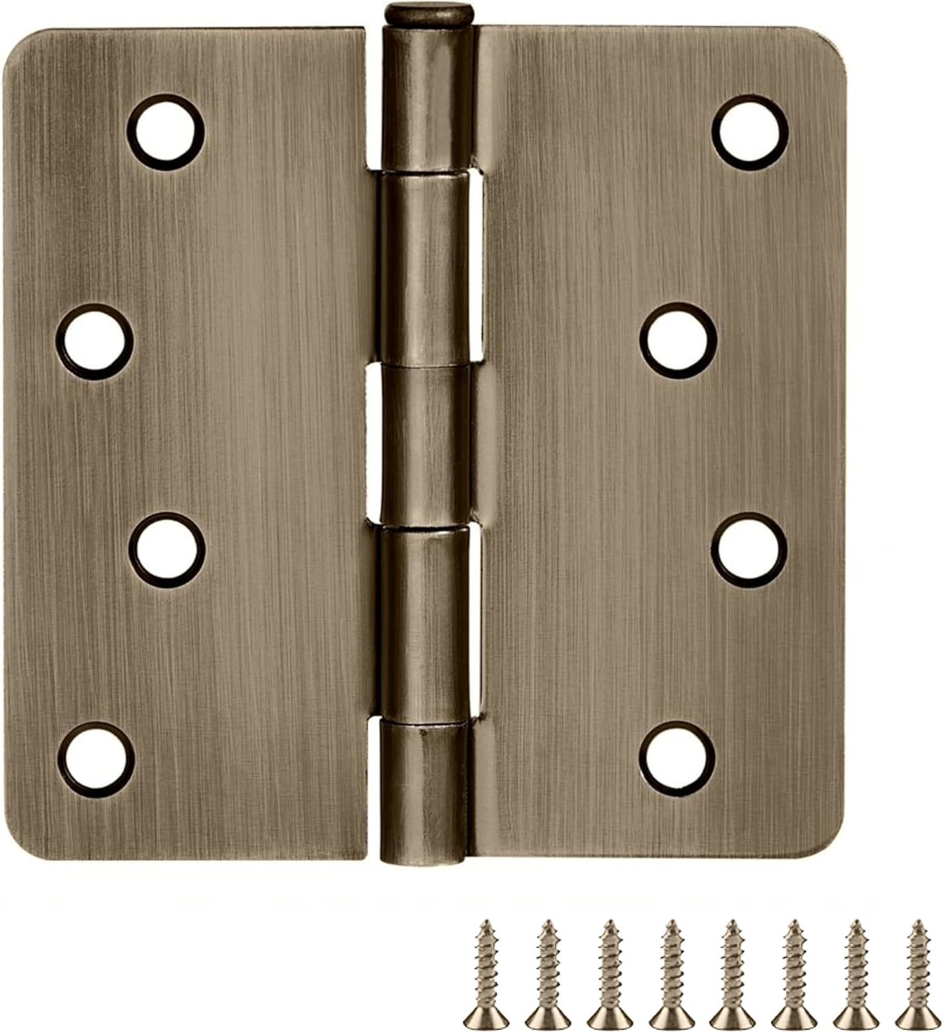Design House Door Hinges for Interior Doors 6-Pack 4-inch x 4-inch – Rounded 1/4-inch Radius Steel Door Hinge – Antique Brass – Fits Standard Doors – Design House 186080