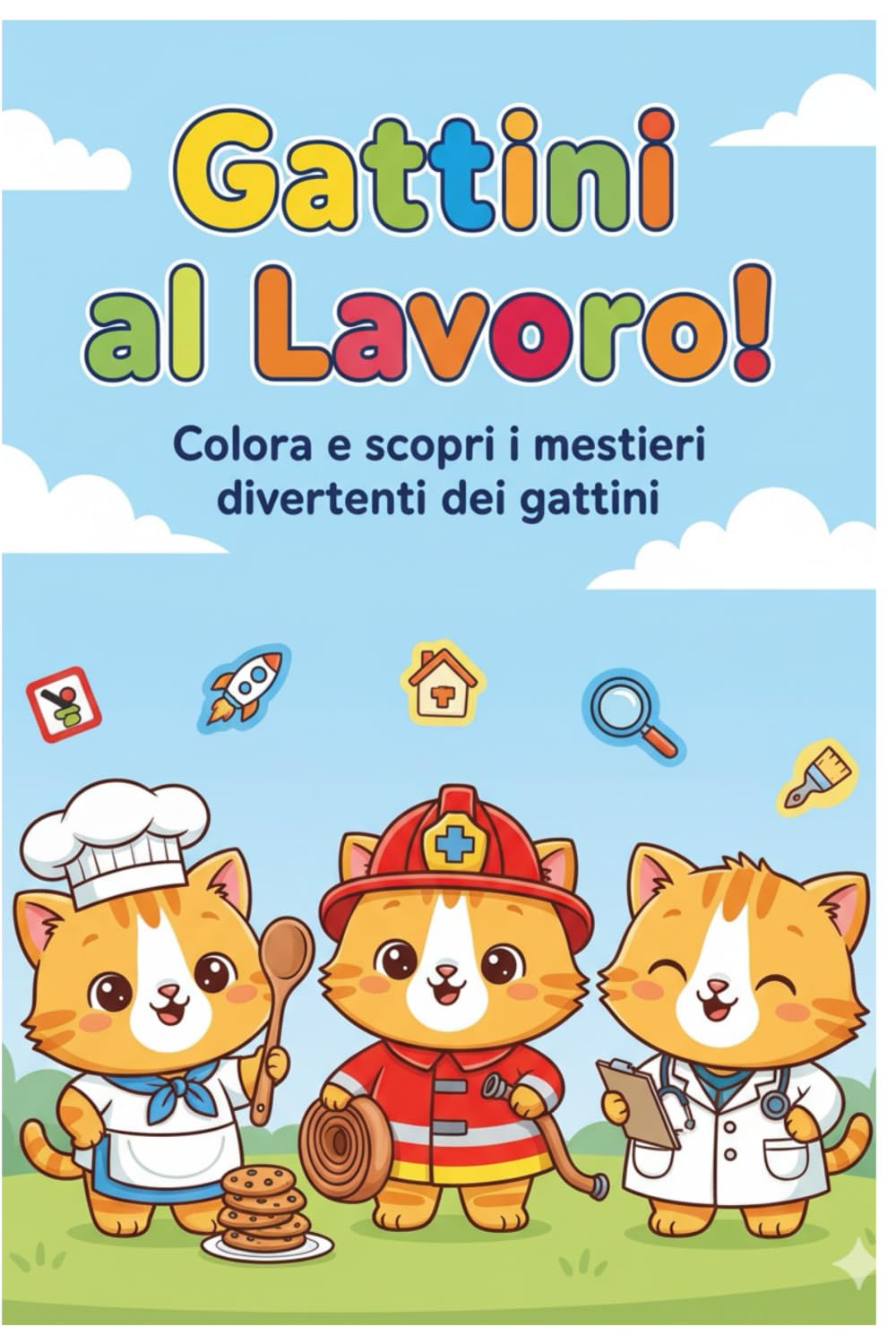 Scopri i Mestieri con i Gattini: Colora e impara: professioni illustrate in modo semplice per bambini