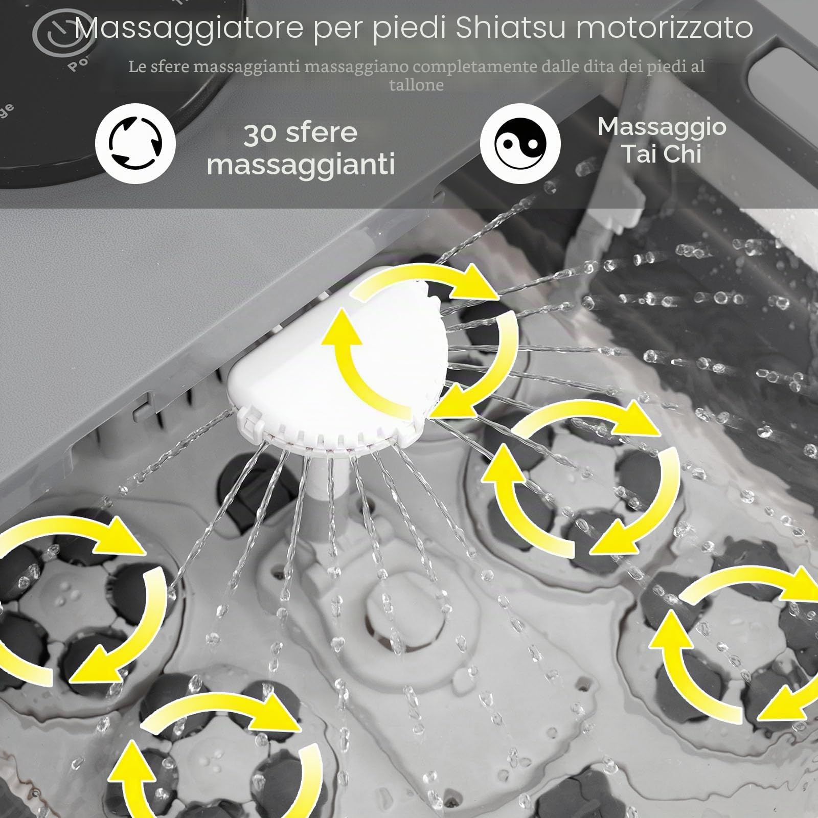 HOMASIS Pediluvio Massaggiatore Piedi Pieghevole, Pediluvio Elettrico con Regolazione della Temperatura e Timer, Piastra Massaggiante Rimovibile, Vaschetta Pedicure, Grigio