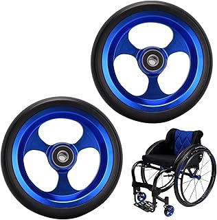2 Ruedas para Silla de Ruedas, Repuesto de 5 Pulgadas para Ruedas Delanteras de Silla de Ruedas, con neumáticos sólidos y bujes de Aluminio, Color Azul