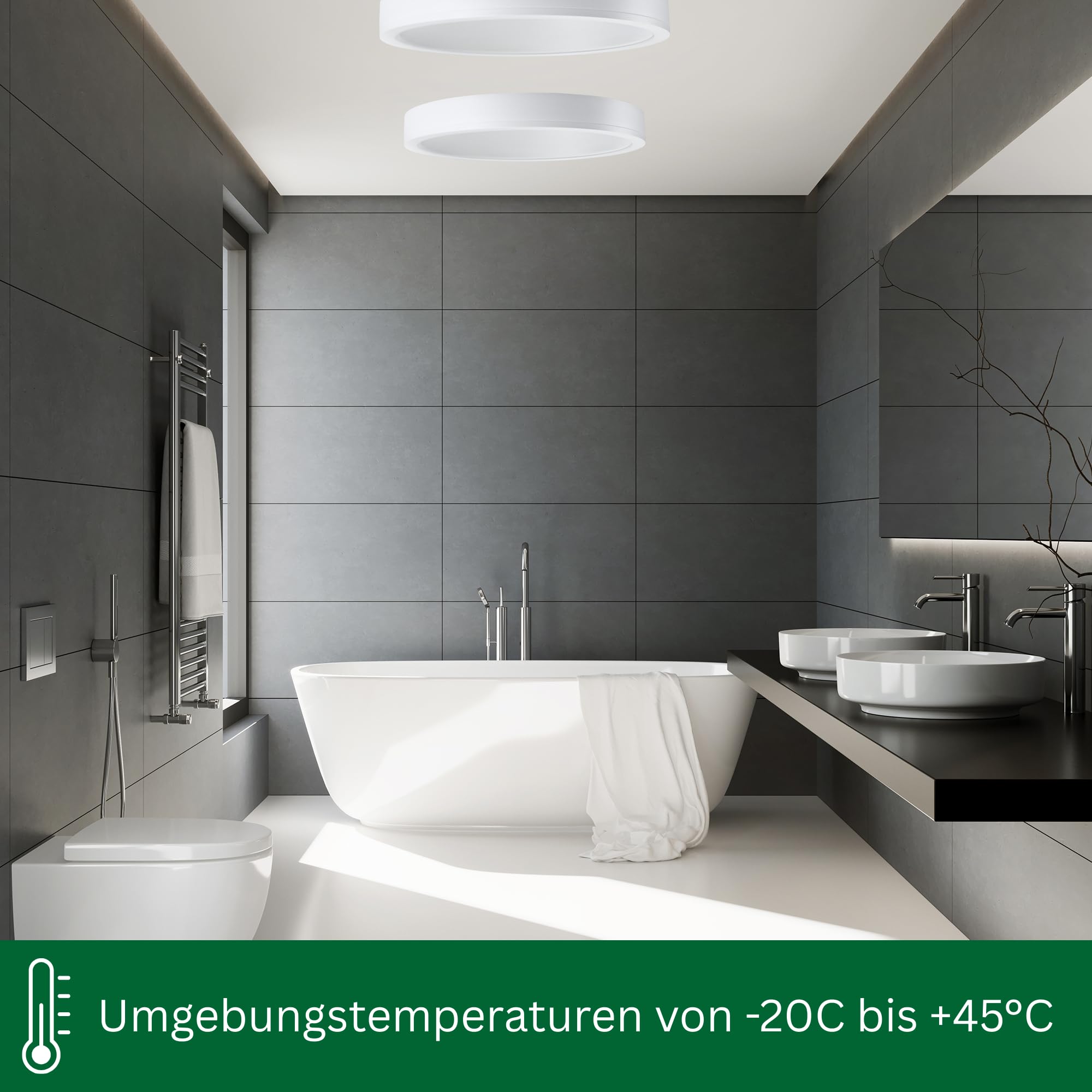LED Deckenlampe rund mit direktem Licht, Ø580mm, 30-40W, 3609-4812 lm, flach, 3000K/4000K, warmweiße, neutralweiße Lichtfarbe, einstellbar, Lampe, 580x43mm