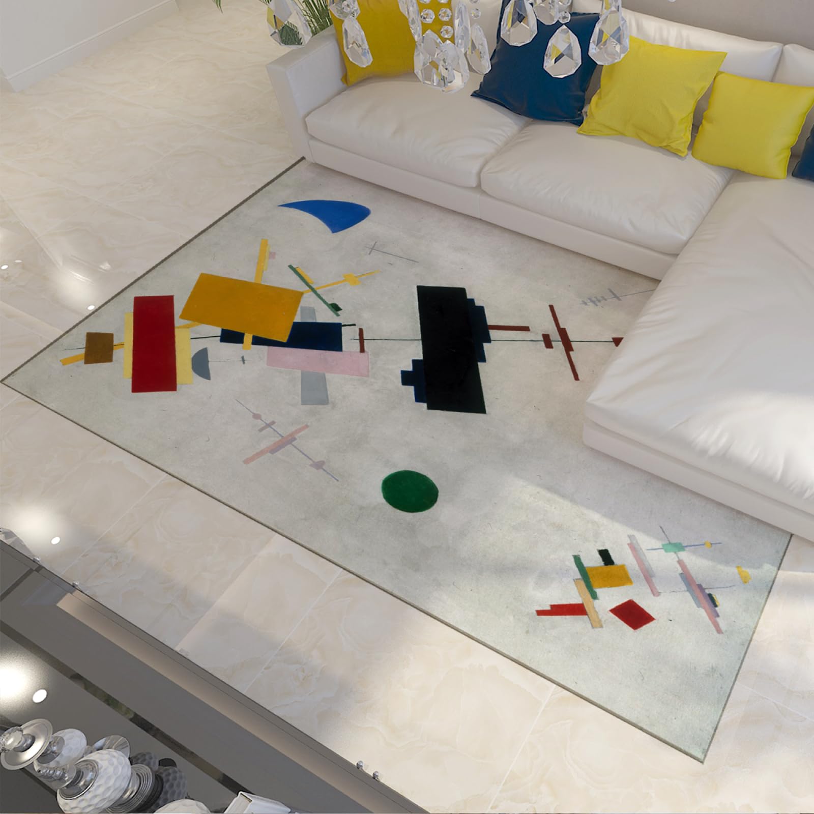 Tapis de chambre géométrie abstrait style Malevitch décoration 90x150