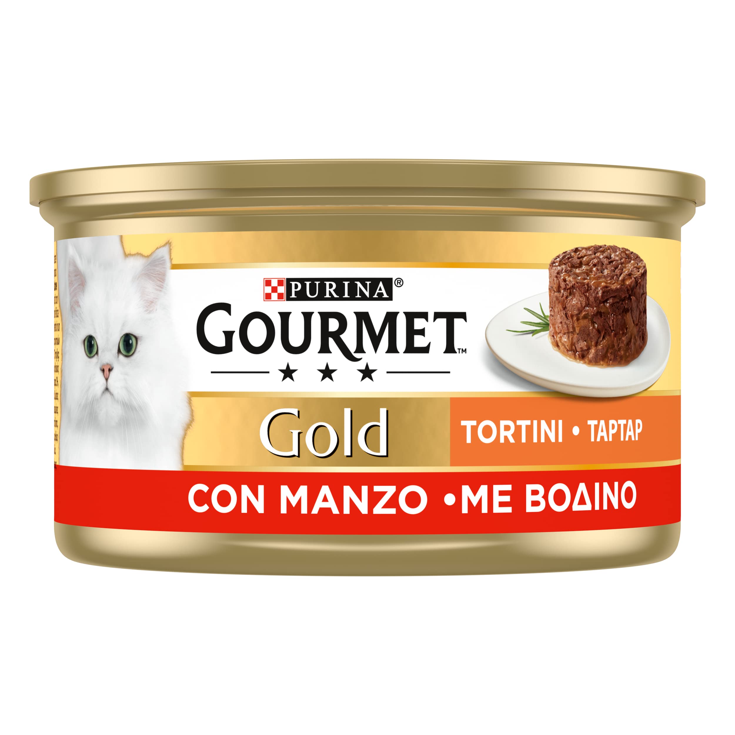 GOURMET Gold Tortini Cibo Umido per Gatti Adulti con Manzo 24 Lattine da 85g