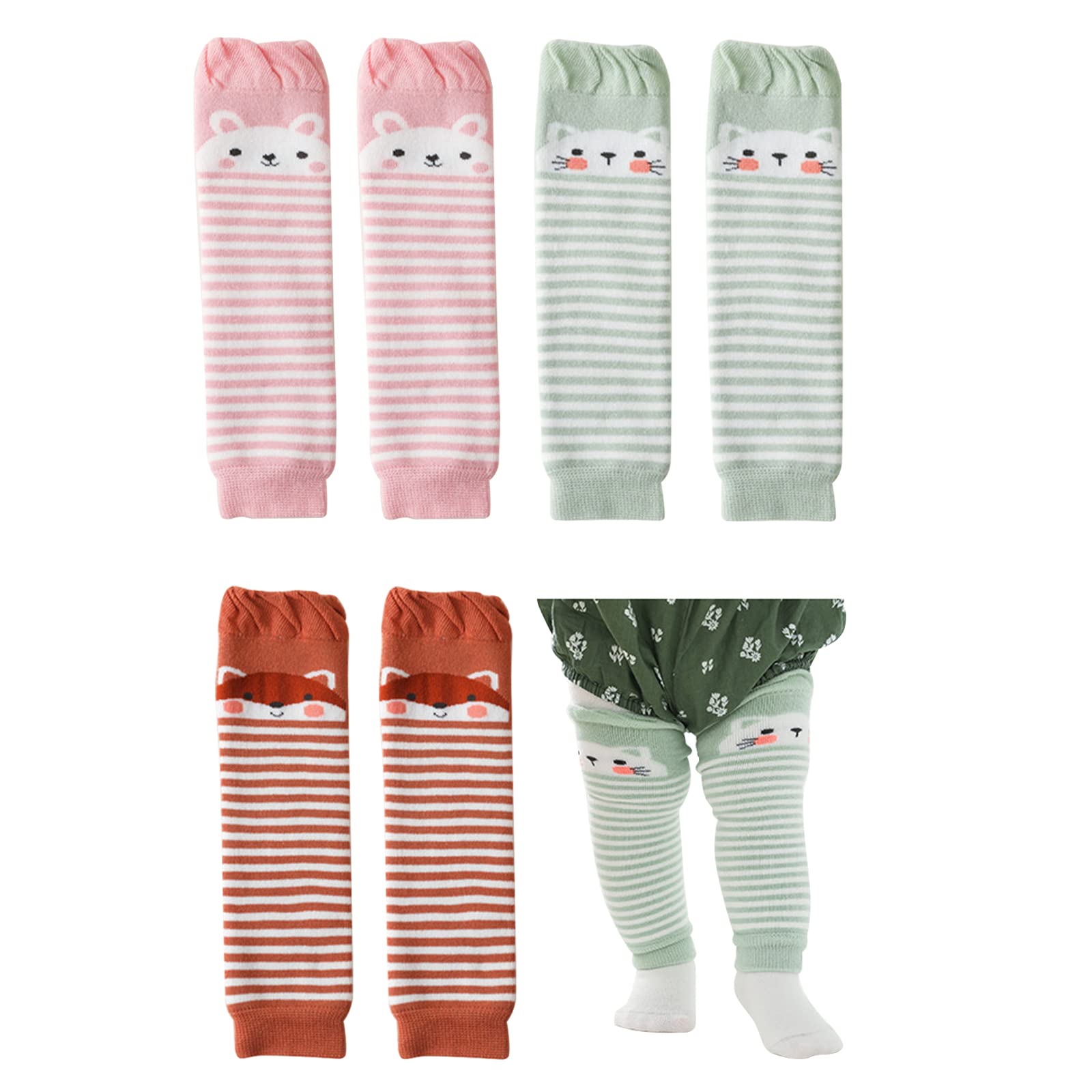 3 Pairs Baby Leg Warmers for Infant Toddler Boy Girl, Crawling Knee Pads Socks for Newborn