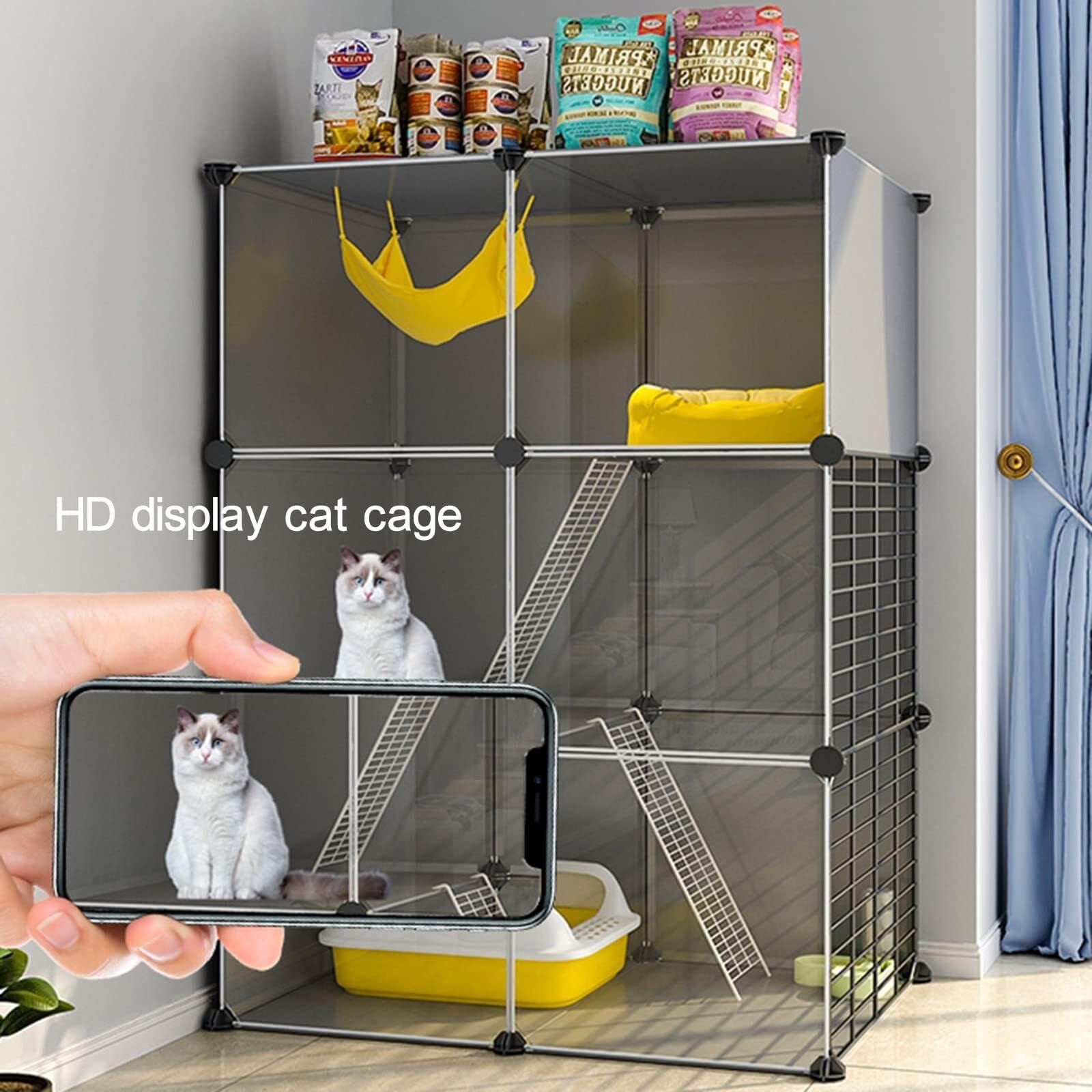 Generic Gabbia per gatti da interni, box multi-livello per gattini, cuccioli e piccoli animali (72 x 47 x 72 cm)