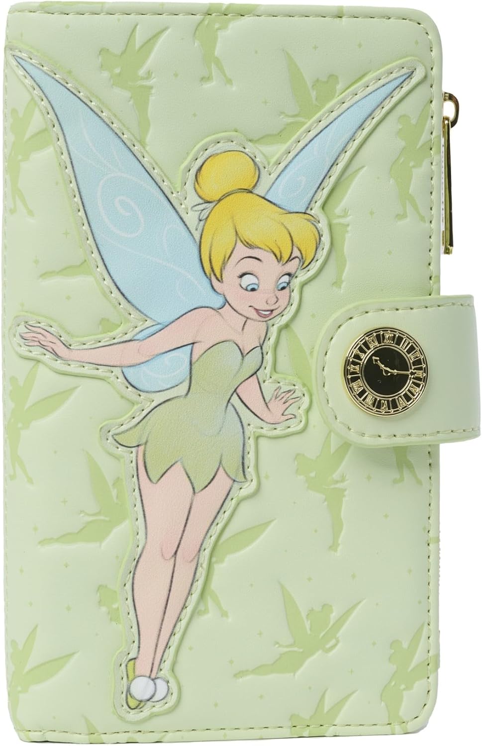 Loungefly Disney Tinker Bell Womens Wallet Snap Flap Clutch Bifold Green Fairy